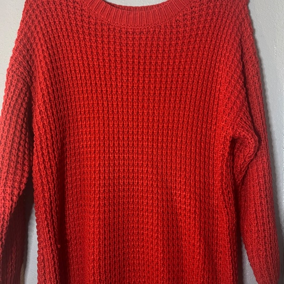 Zenana Premium Long Chunky Knit Sweater Women’s Large Red Oversized Thick - Picture 5 of 8